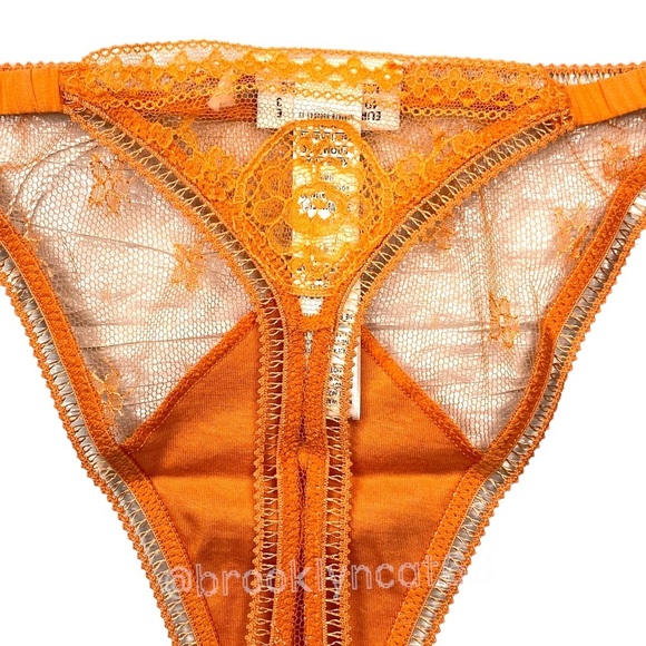 LA PERLA LACE THONG FLORAL LACE THONG ORANGE L - Picture 6 of 12